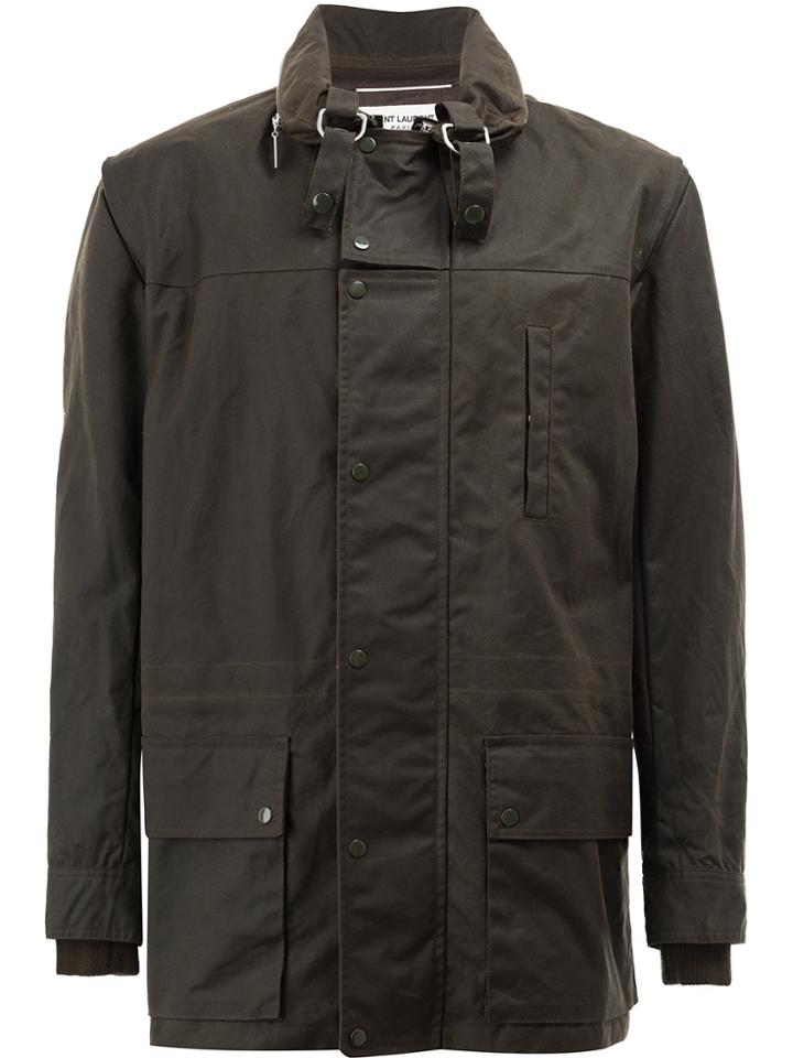 Saint Laurent Stowaway Hood Parka Coat - Green