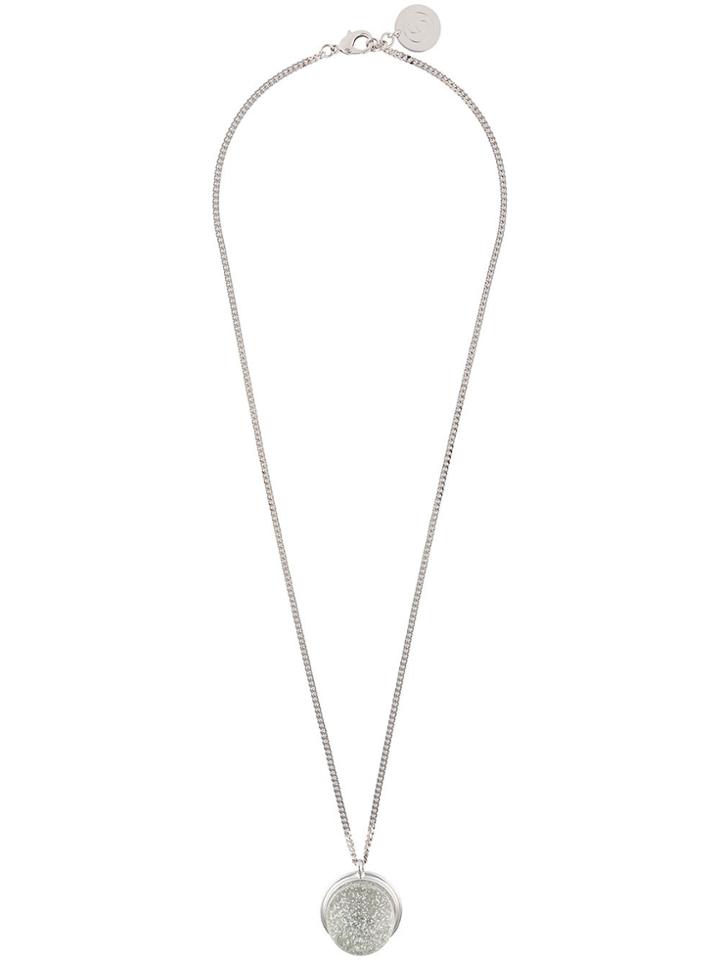 Mm6 Maison Margiela Round Sparkly Pendant Necklace - Metallic