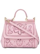 Dolce & Gabbana Floral Sicily Tote, Women's, Pink/purple, Lamb Skin