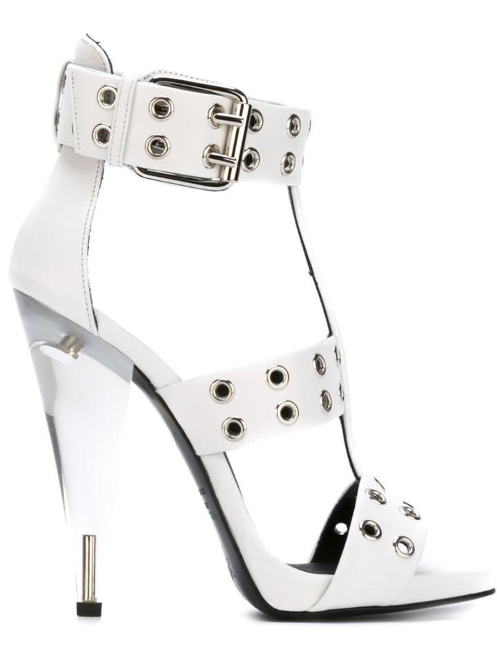 Giuseppe Zanotti Design Eyelet Studded Sandals, Women's, Size: 35, White, Calf Leather/leather/metal Other