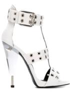 Giuseppe Zanotti Design Eyelet Studded Sandals, Women's, Size: 35, White, Calf Leather/leather/metal Other