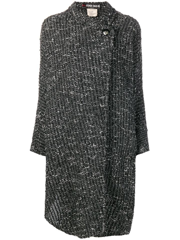 Fendi Vintage Boucle Wrap Coat - Black