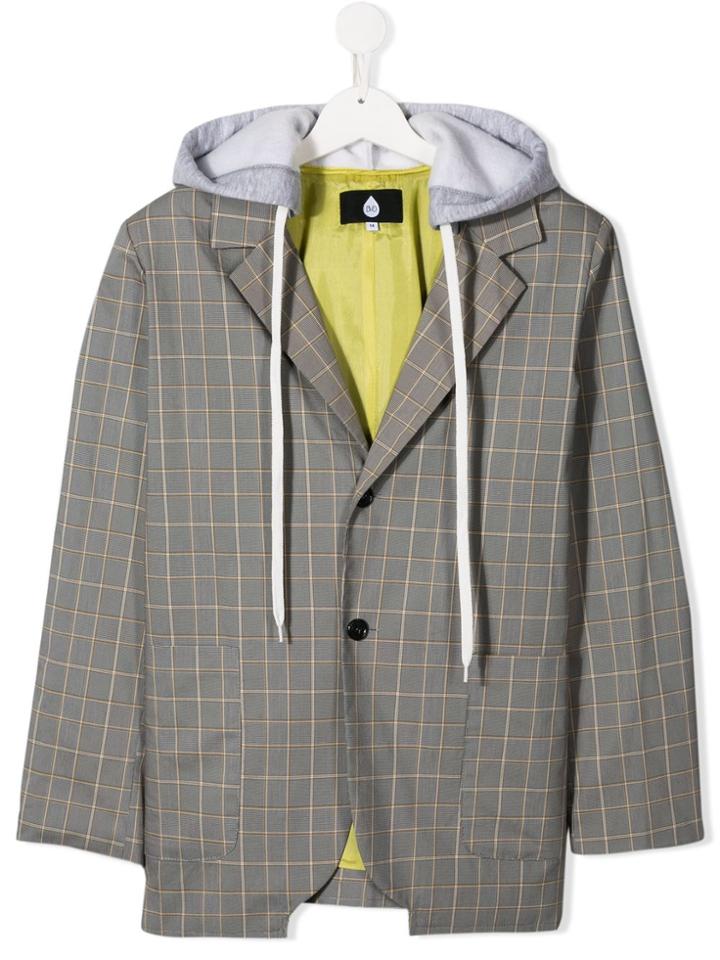 Natasha Zinko Kids Teen Layered Hoodie Blazer - Grey