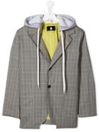 Natasha Zinko Kids Teen Layered Hoodie Blazer - Grey