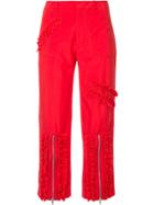 Molly Goddard Ruched Stripe Cropped Trousers - Red