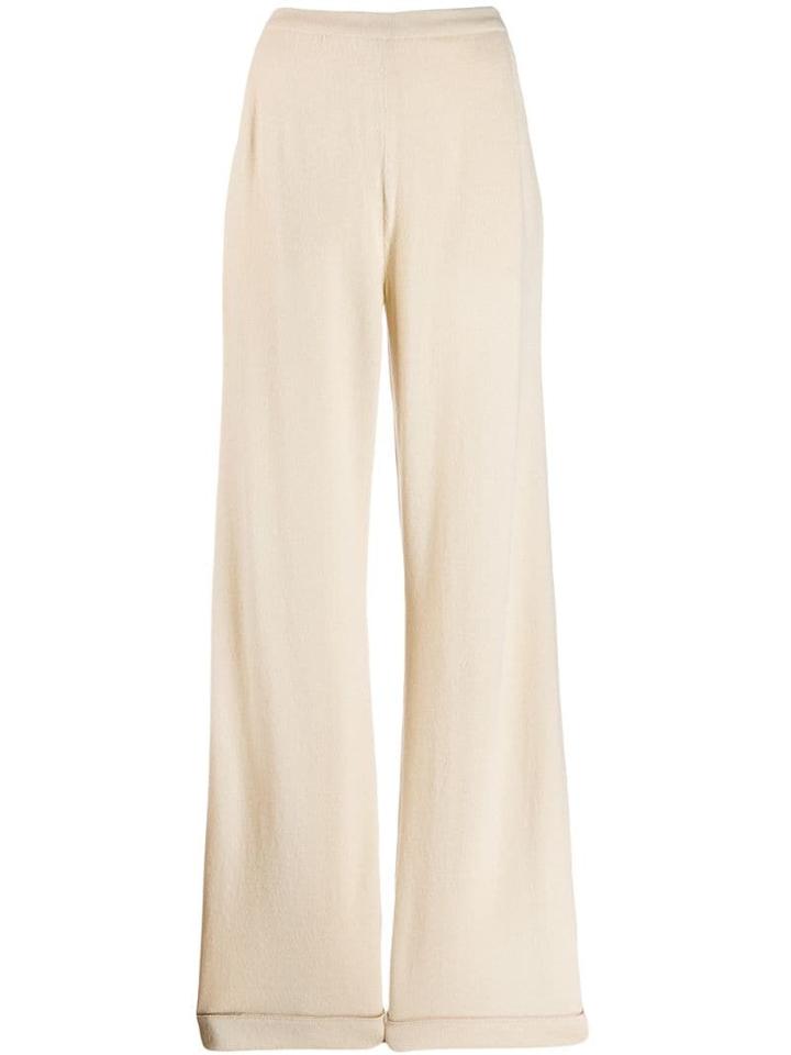 Alberta Ferretti High Waisted Flared Trousers - Neutrals