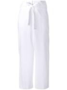 P.a.r.o.s.h. - Belted Cropped Trousers - Women - Cotton - M, White, Cotton