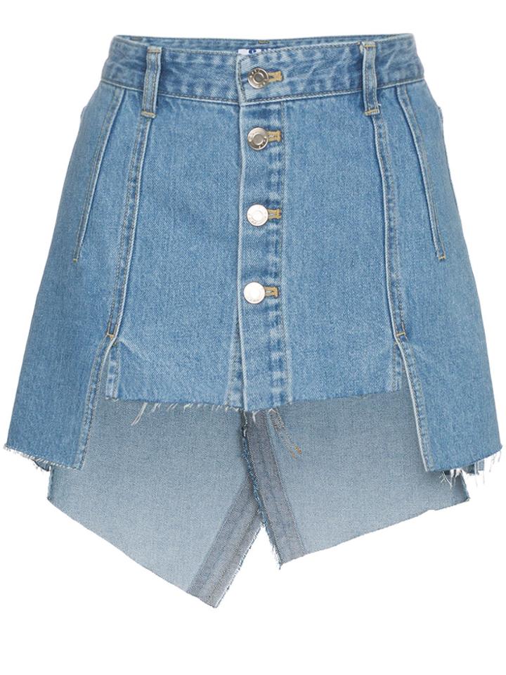 Sjyp Cut Out Front Denim Mini Skirt - Blue