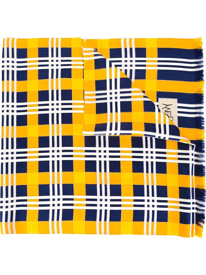 Checked Scarf, Adult Unisex, Yellow, Yves Saint Laurent Vintage