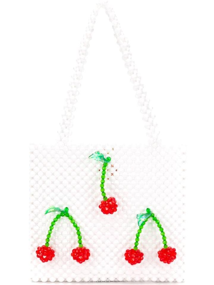 Susan Alexandra Cherry Beaded Bag - White