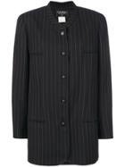 Chanel Vintage Pinstripe Long Length Jacket - Black