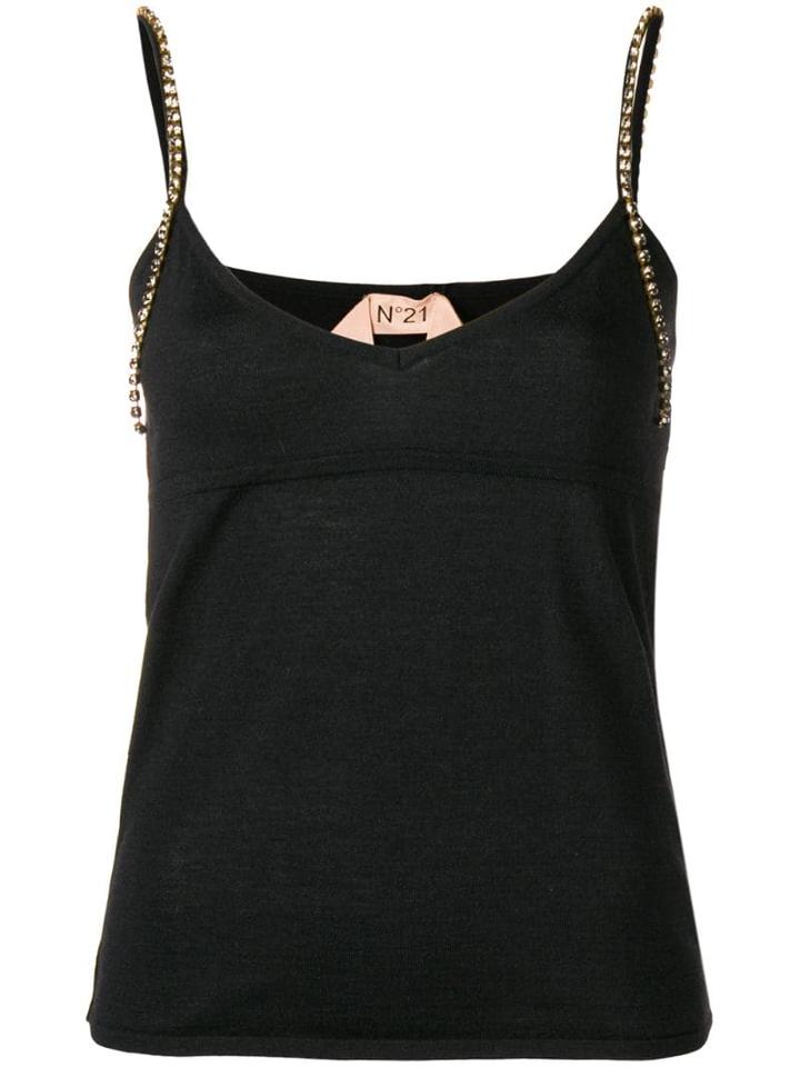 Nº21 Embellished Strap Vest Top - Black