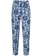 Ermanno Scervino Floral Brocade Trousers, Women's, Size: 42, Blue, Polyester/polyamide/silk/cupro