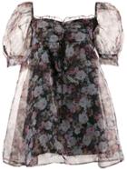 For Love And Lemons Faye Floral-print Mini Dress - Black