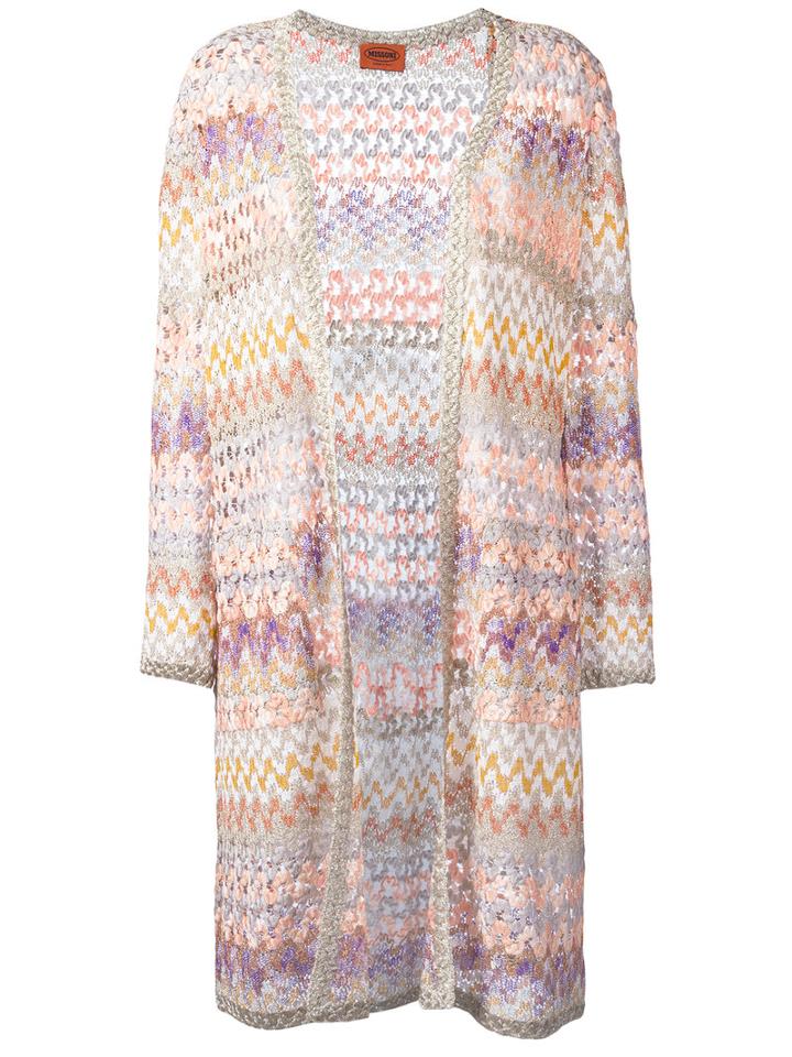 Missoni Zigzag Cardi-coat, Women's, Size: 46, Nude/neutrals, Polyester/cupro/viscose