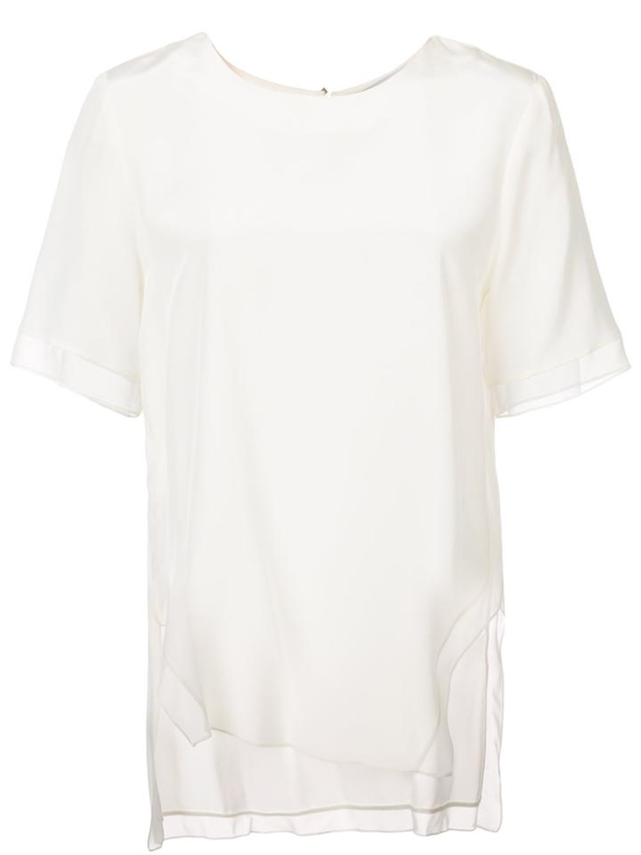 Prabal Gurung Sheer Trim Blouse - White