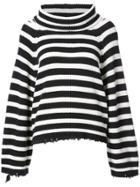 Rta Oversized Striped Roll Neck Sweater - Black