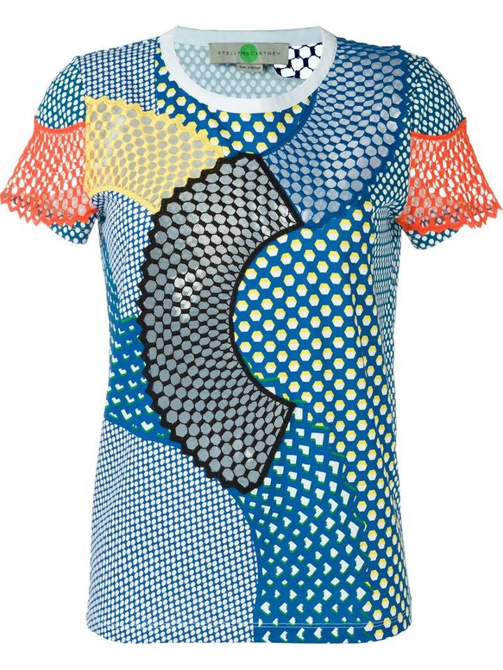 Stella Mccartney Cobalt Mesh Mix T-shirt, Women's, Size: 40, White, Cotton