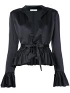 Tome Tie Blouse With Frills - Black