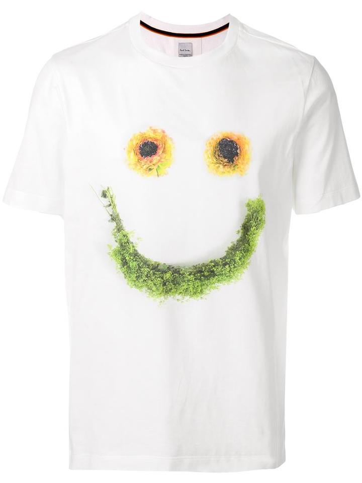 Paul Smith Floral Happy Face T-shirt, Men's, Size: Small, White, Cotton