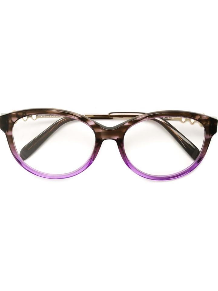 Emilio Pucci Round Frame Glasses, Brown, Acetate/metal (other)