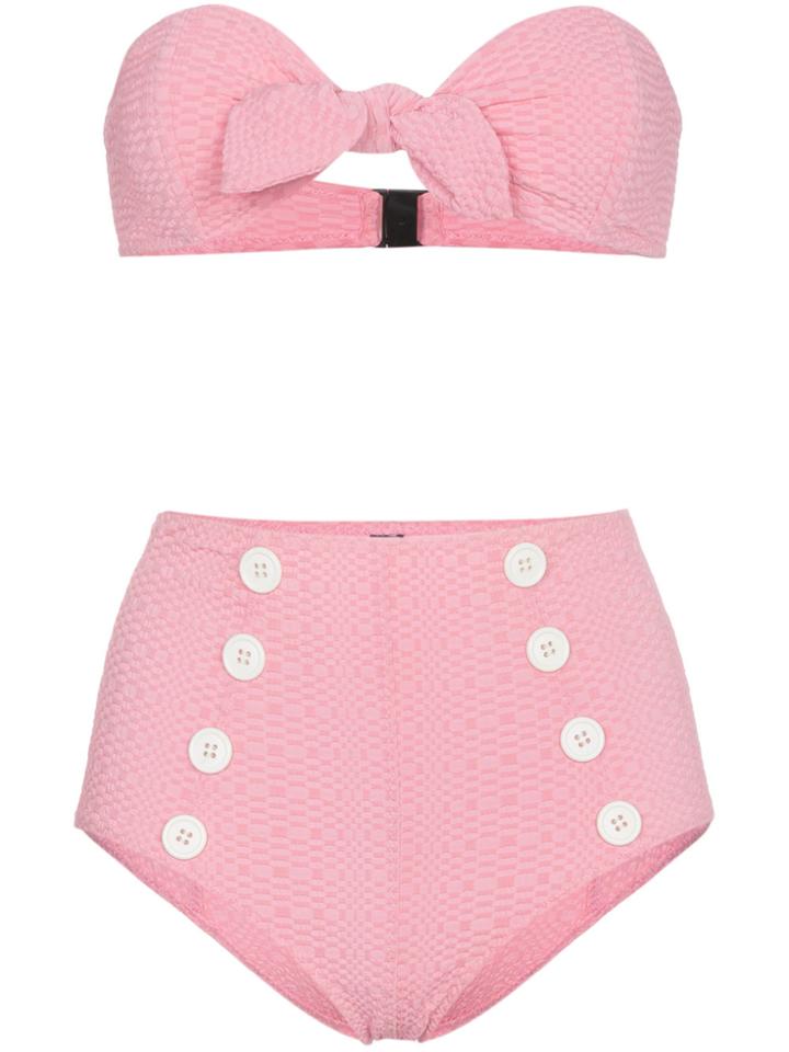 Lisa Marie Fernandez Poppy High Waisted Seersucker Bikini - Pink &