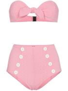 Lisa Marie Fernandez Poppy High Waisted Seersucker Bikini - Pink &