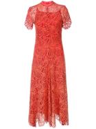 Proenza Schouler Lace Short Sleeve Dress - Tangerine