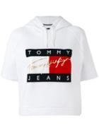 Tommy Jeans - Cropped Hoodie - Women - Cotton - Xs, White, Cotton