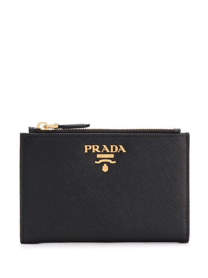 Prada Billfold Lettering Logo Wallet - Black