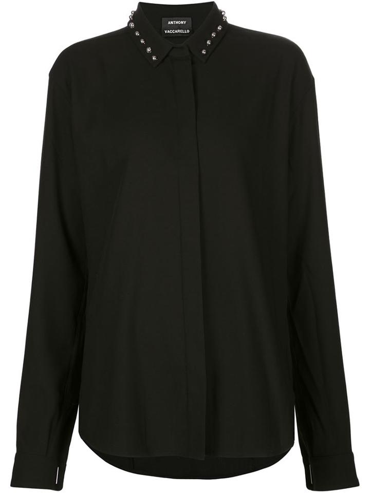 Anthony Vaccarello Studded Collar Shirt, Women's, Size: 38, Black, Polyester/virgin Wool