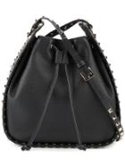 Valentino Black Rockstud Large Leather Bucket Bag