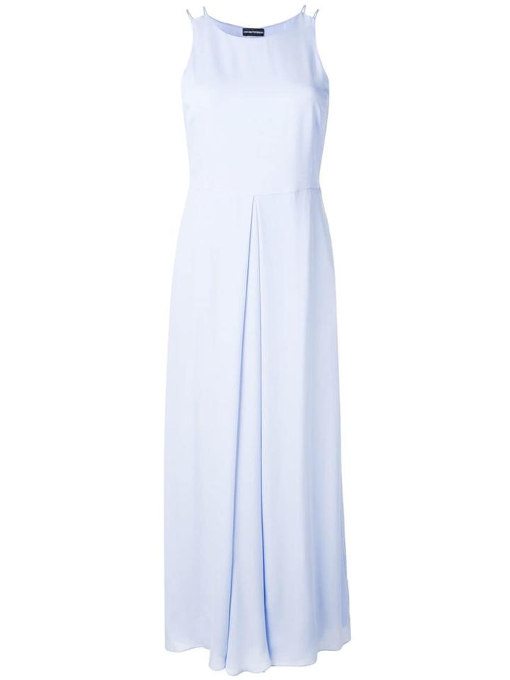 Emporio Armani Pleated Detail Long Dress - Blue