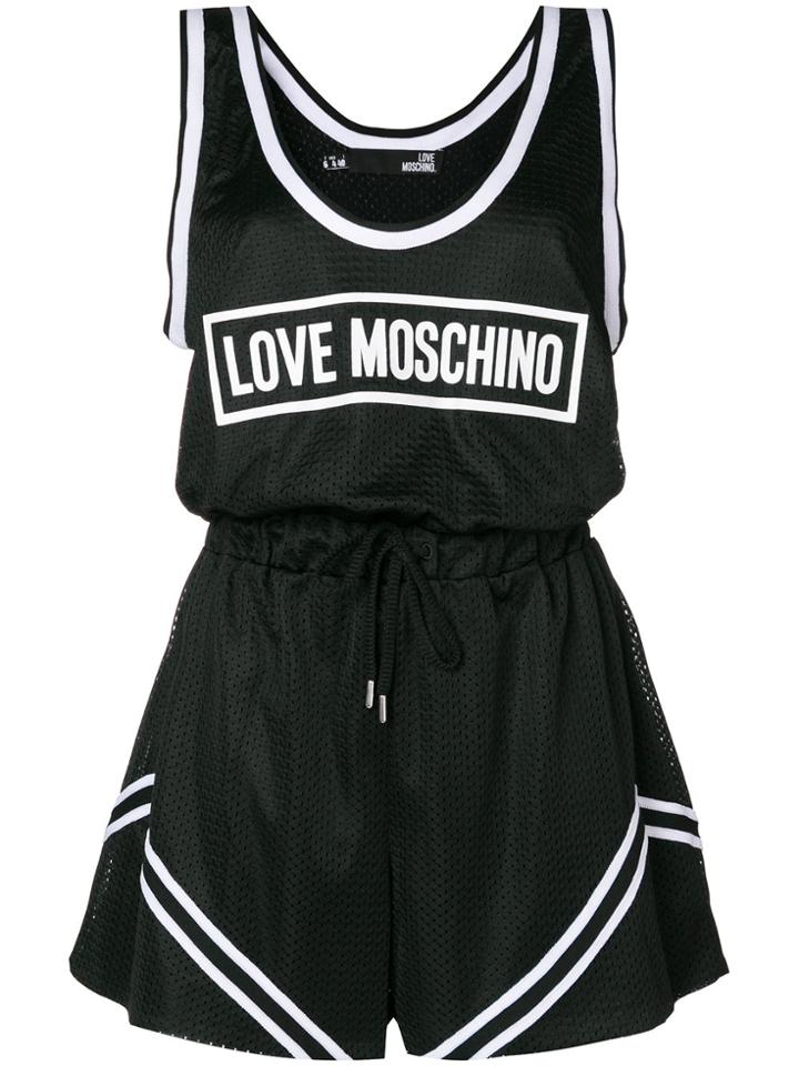 Love Moschino Logo Print Playsuit - Black