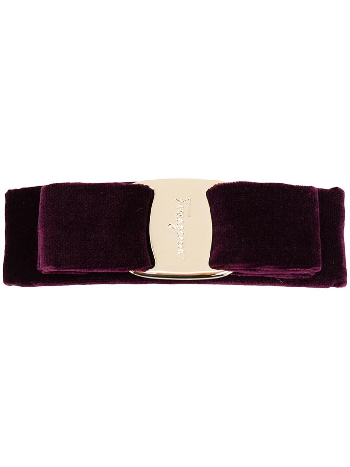 Salvatore Ferragamo Velvet Vara Bow Clip - Pink & Purple