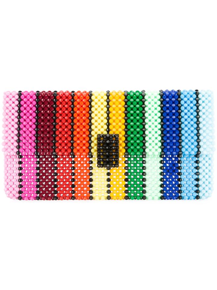 Delduca Rainbow Striped Clutch - Black