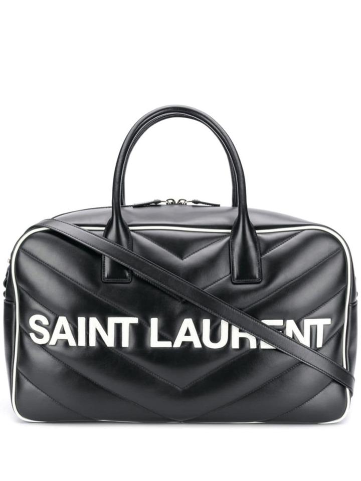 Saint Laurent Quilted Logo Print Bag - Black