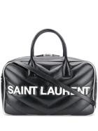 Saint Laurent Quilted Logo Print Bag - Black