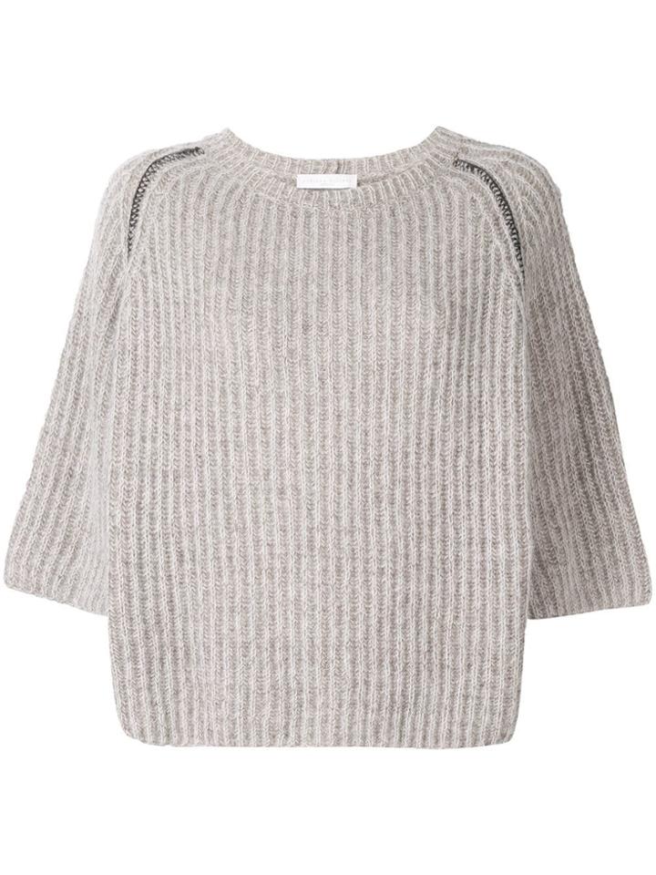 Fabiana Filippi 3/4 Sleeve Chunky Sweater - Nude & Neutrals