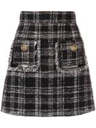Elisabetta Franchi Checked Tweed Mini Skirt - Black