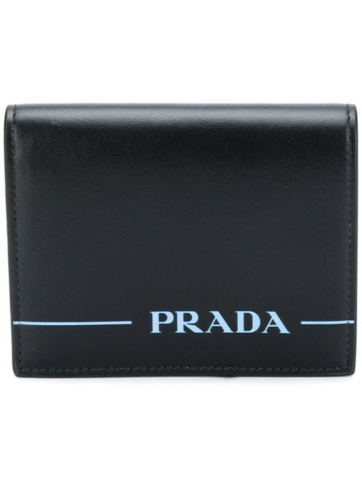 Prada Logo Print Bi-fold Wallet - Black