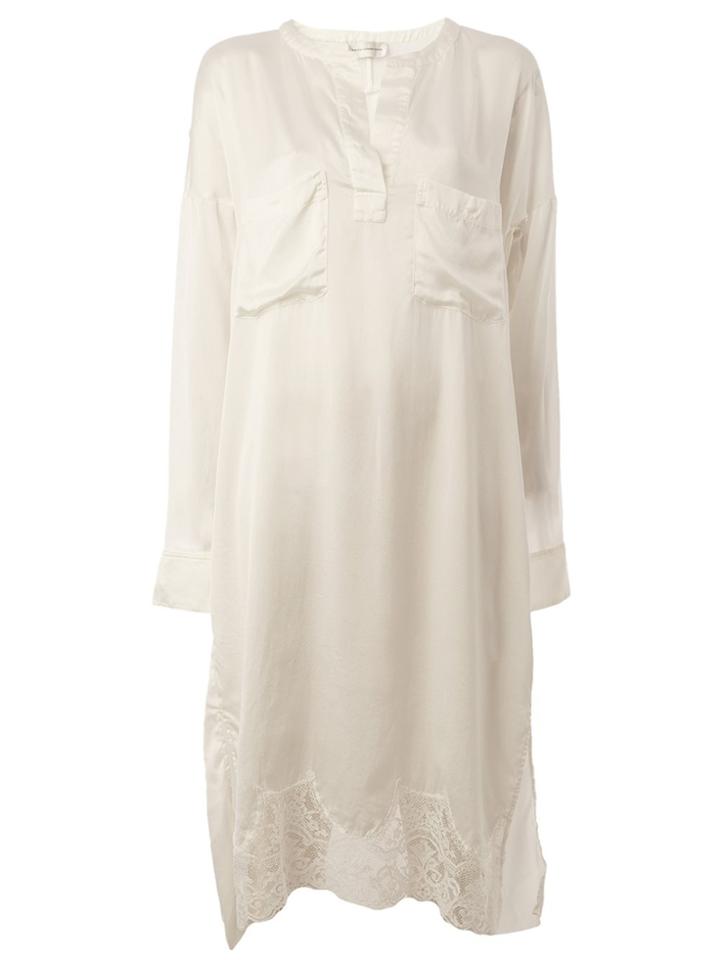 Faith Connexion Lace Detail Long Shift Blouse - White