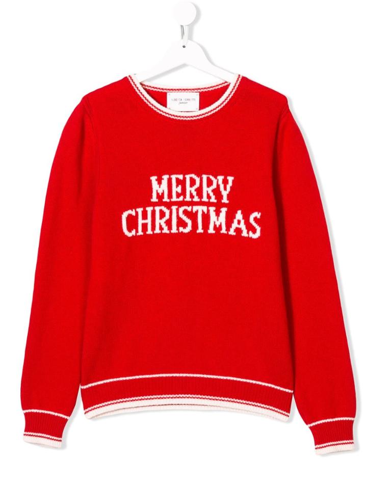 Alberta Ferretti Kids Merry Christmas Jumper - Red