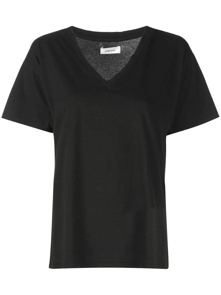 Anine Bing Romeo V-neck T-shirt - Black