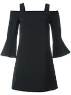 Tibi Cut-off Shoulders Flared Dress, Women's, Size: 0, Black, Acetate/polyamide/spandex/elastane/polyester