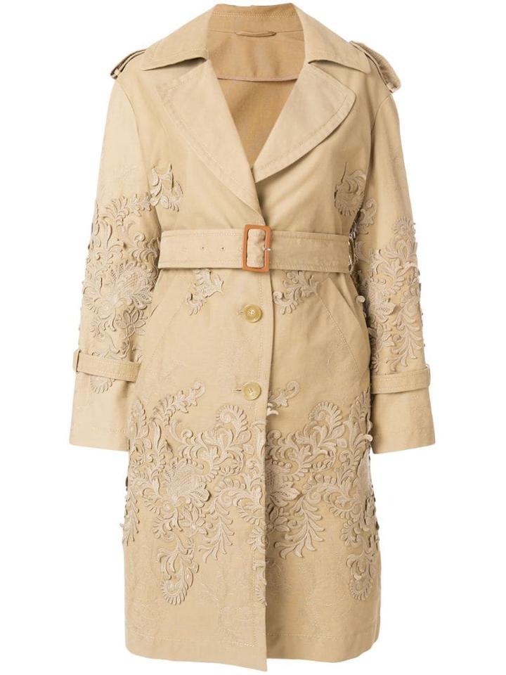 Ermanno Scervino Baroque Applique Trench Coat - Neutrals