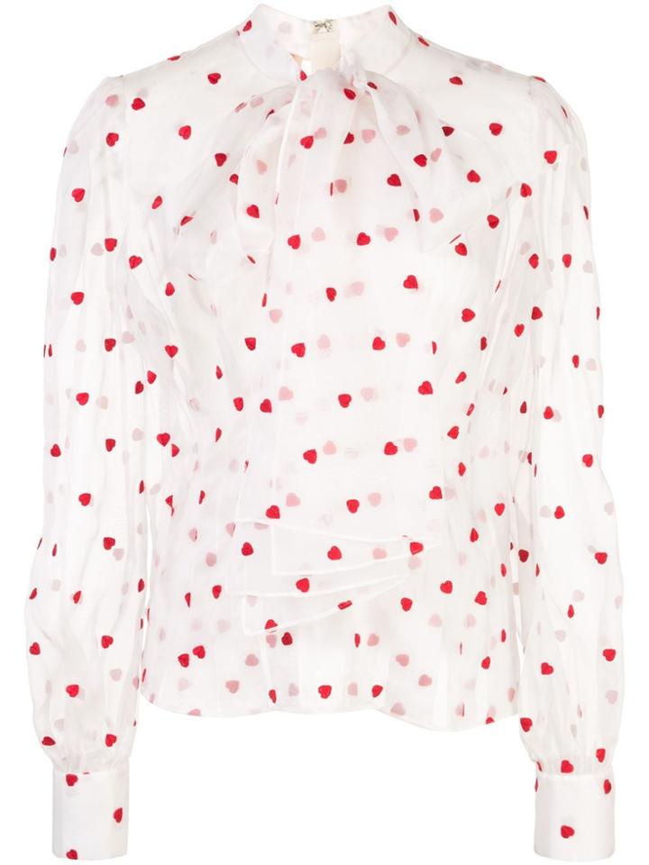 Brock Collection Heart-print Sheer Blouse - White