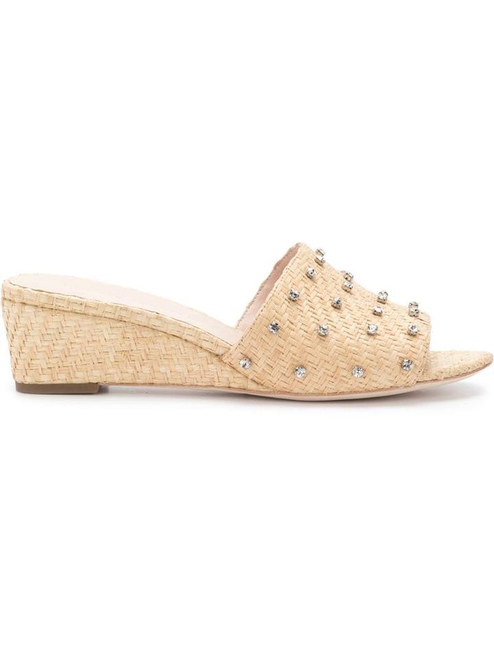 Loeffler Randall Embellished Strap Slides - Neutrals