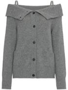 Prada Cashmere Off Shoulder Cardigan - Grey