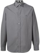 Burberry Embroidered Logo Shirt, Men's, Size: Small, Grey, Cotton/spandex/elastane